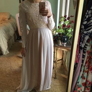 BLUSH LACE EMBELLISHED MAXI DRESS